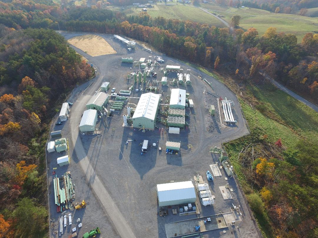 Aerial view of an active energy facility